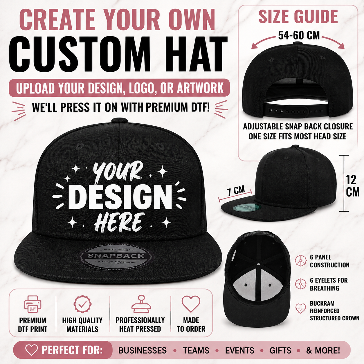 Create Your Own Custom Apparel- Snap Back Hat