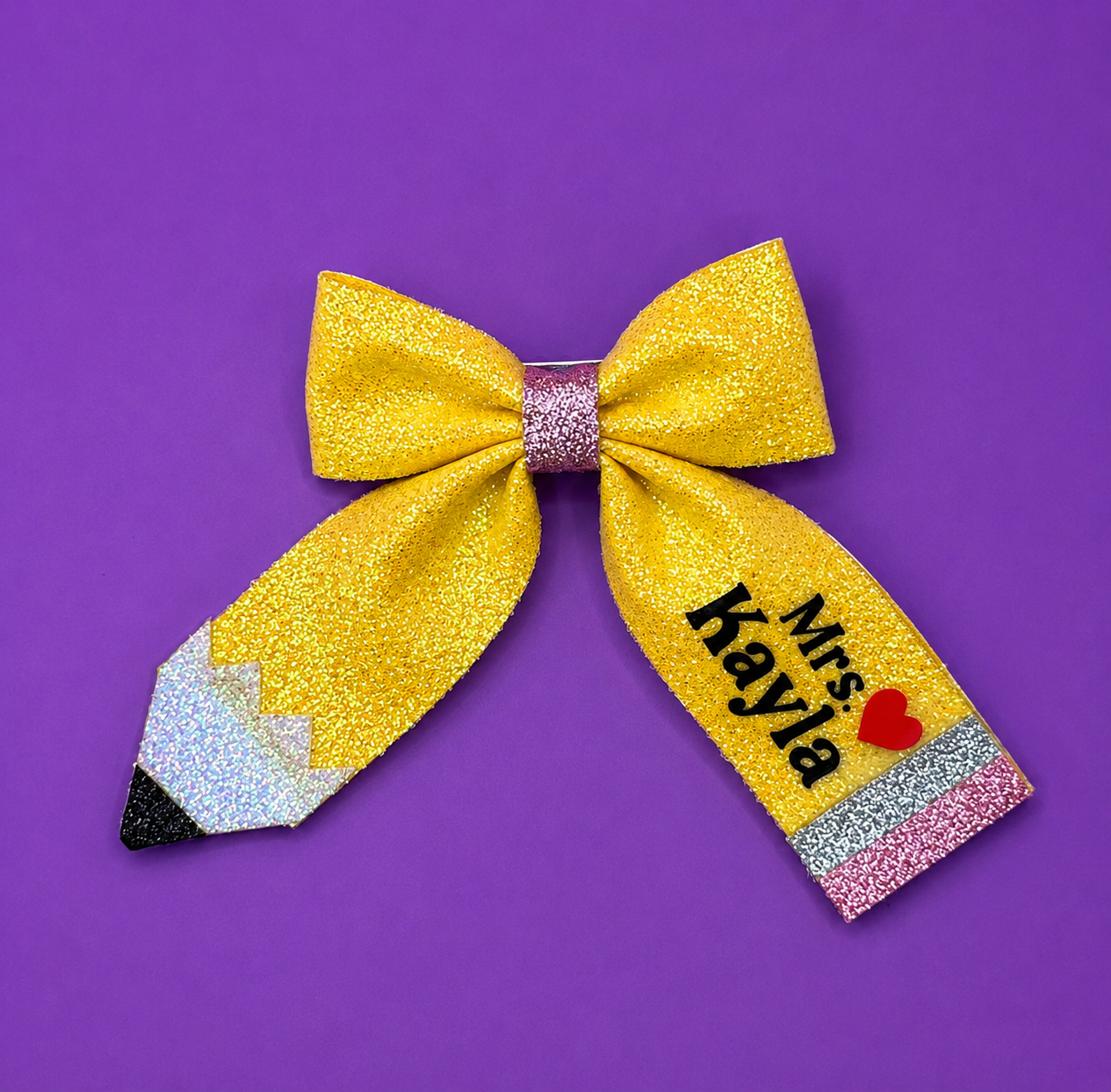 Personalized Pencil Hair Bow Clips – Set of 2
