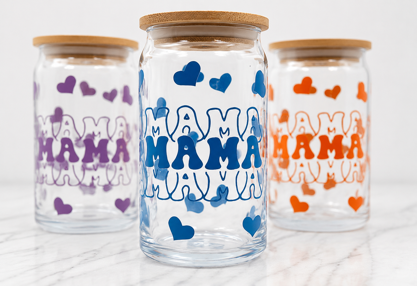Mama With Hearts | 20oz Glass Cup