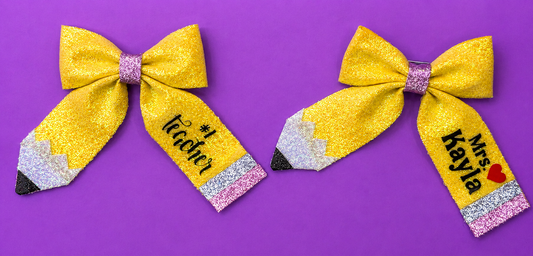 Personalized Pencil Hair Bow Clips – Set of 2