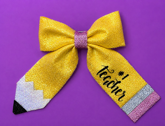 Personalized Pencil Hair Bow Clips – Set of 2