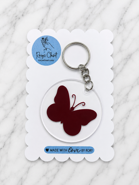 Butterfly Keychain | Acrylic Vinyl Keychain | Custom Name & Photo Keychain