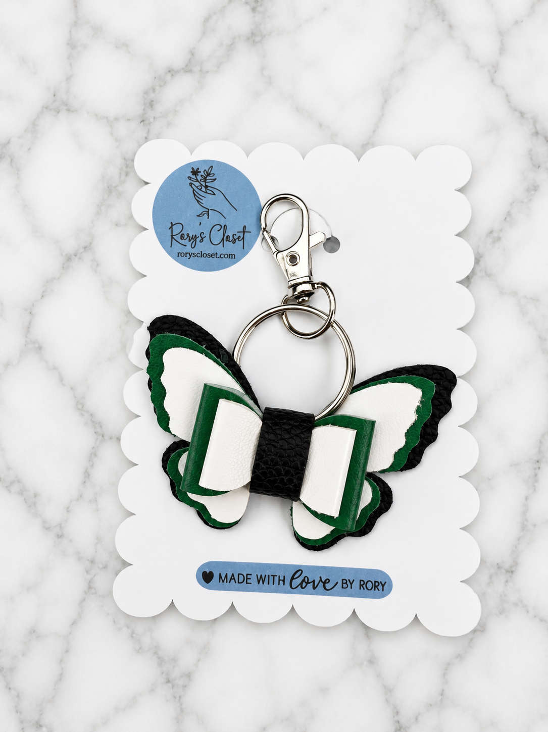 Butterfly Bow | 2.5” Faux Leather Keychain
