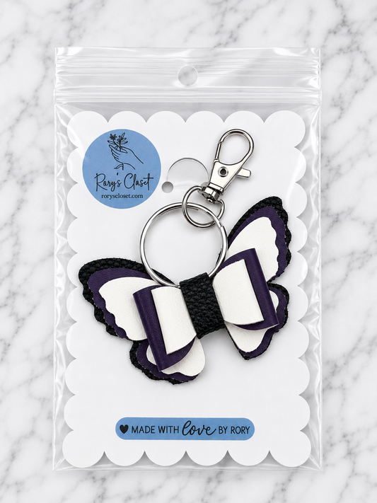 Butterfly Bow | 2.5” Faux Leather Keychain