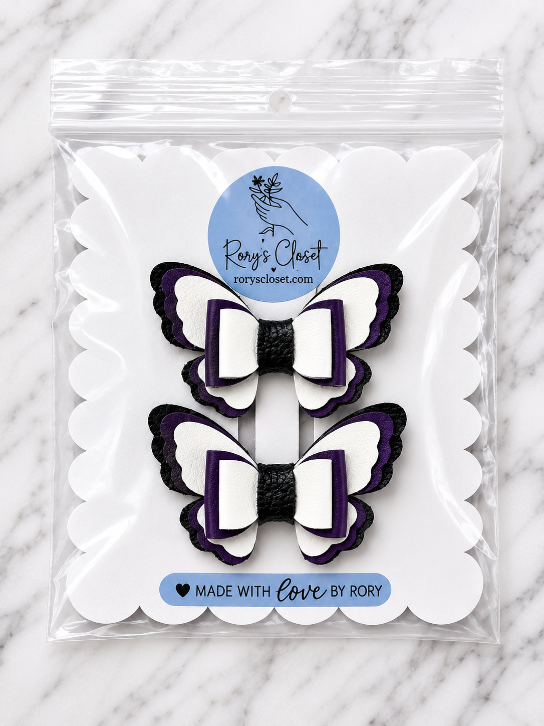 Butterfly Bow Hair Clips | 2.5" Faux Leather Bow Set | 2-Pack