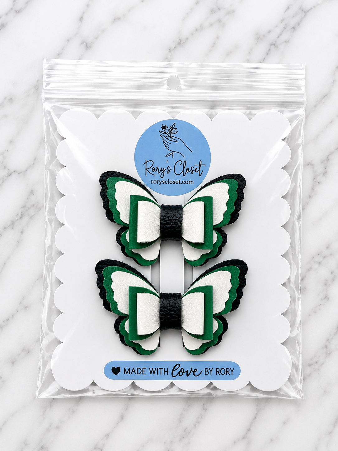 Butterfly Bow Hair Clips | 2.5" Faux Leather Bow Set | 2-Pack