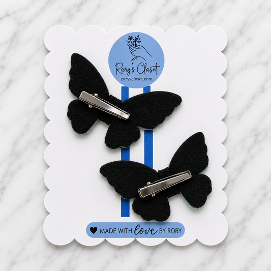 Juneteenth Butterfly Bow Hair Clips | 2.5” Faux Leather Bow Set| 2-Pack