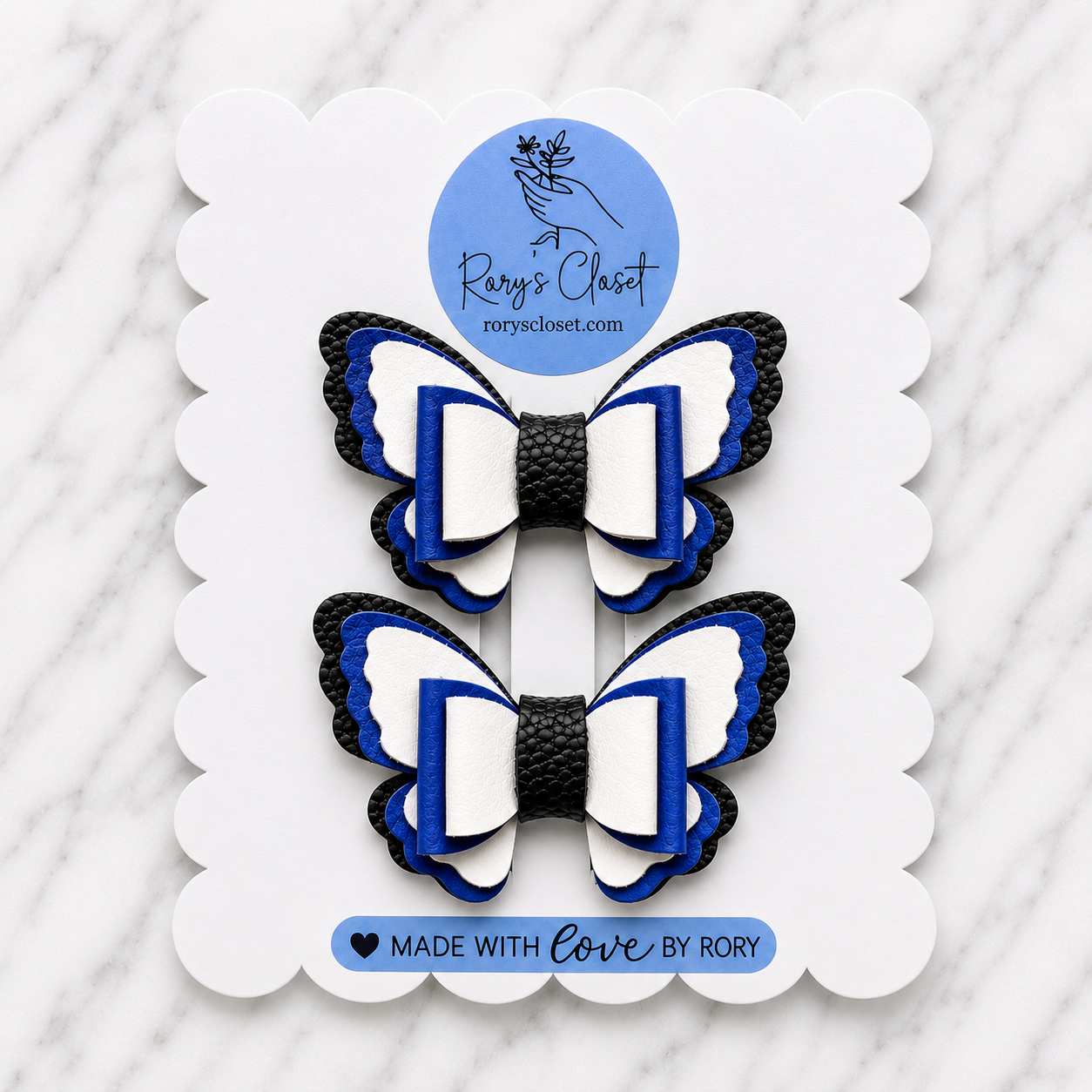 Butterfly Bow Hair Clips | 2.5" Faux Leather Bow Set | 2-Pack
