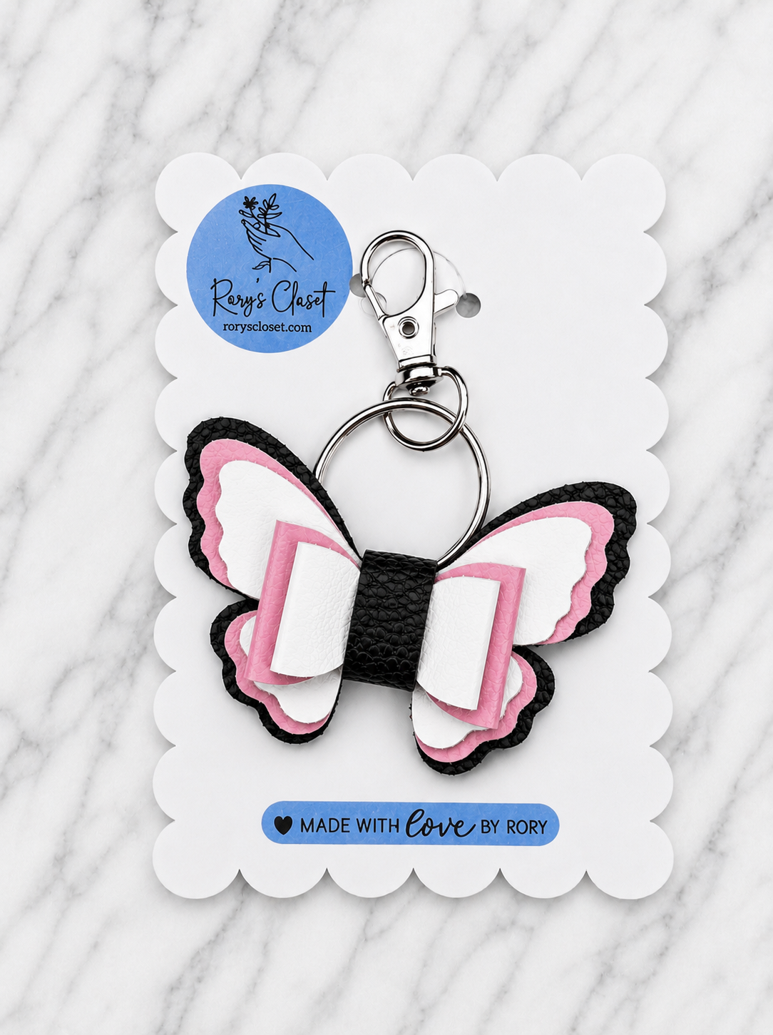 Butterfly Bow | 2.5” Faux Leather Keychain