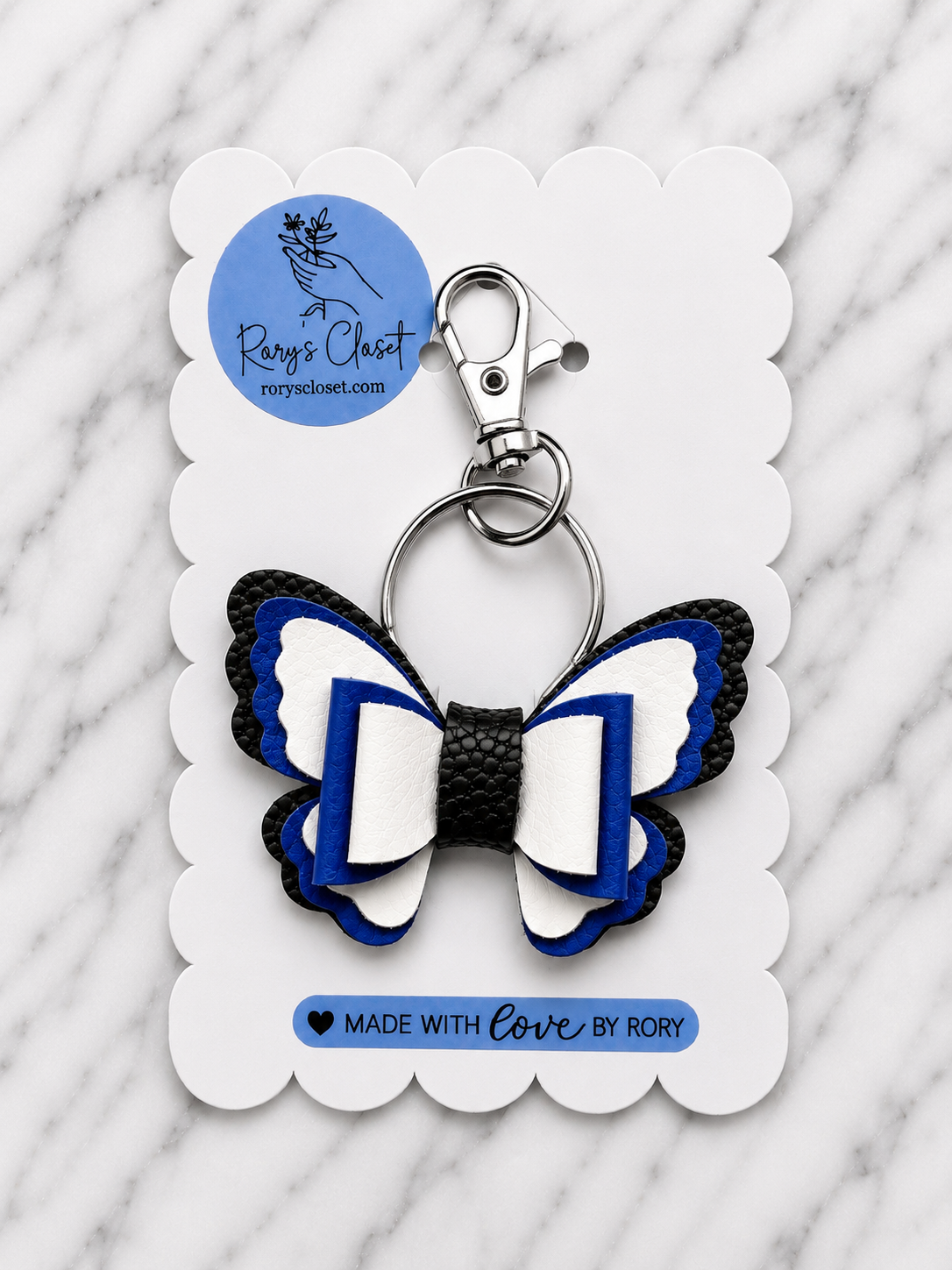 Butterfly Bow | 2.5” Faux Leather Keychain