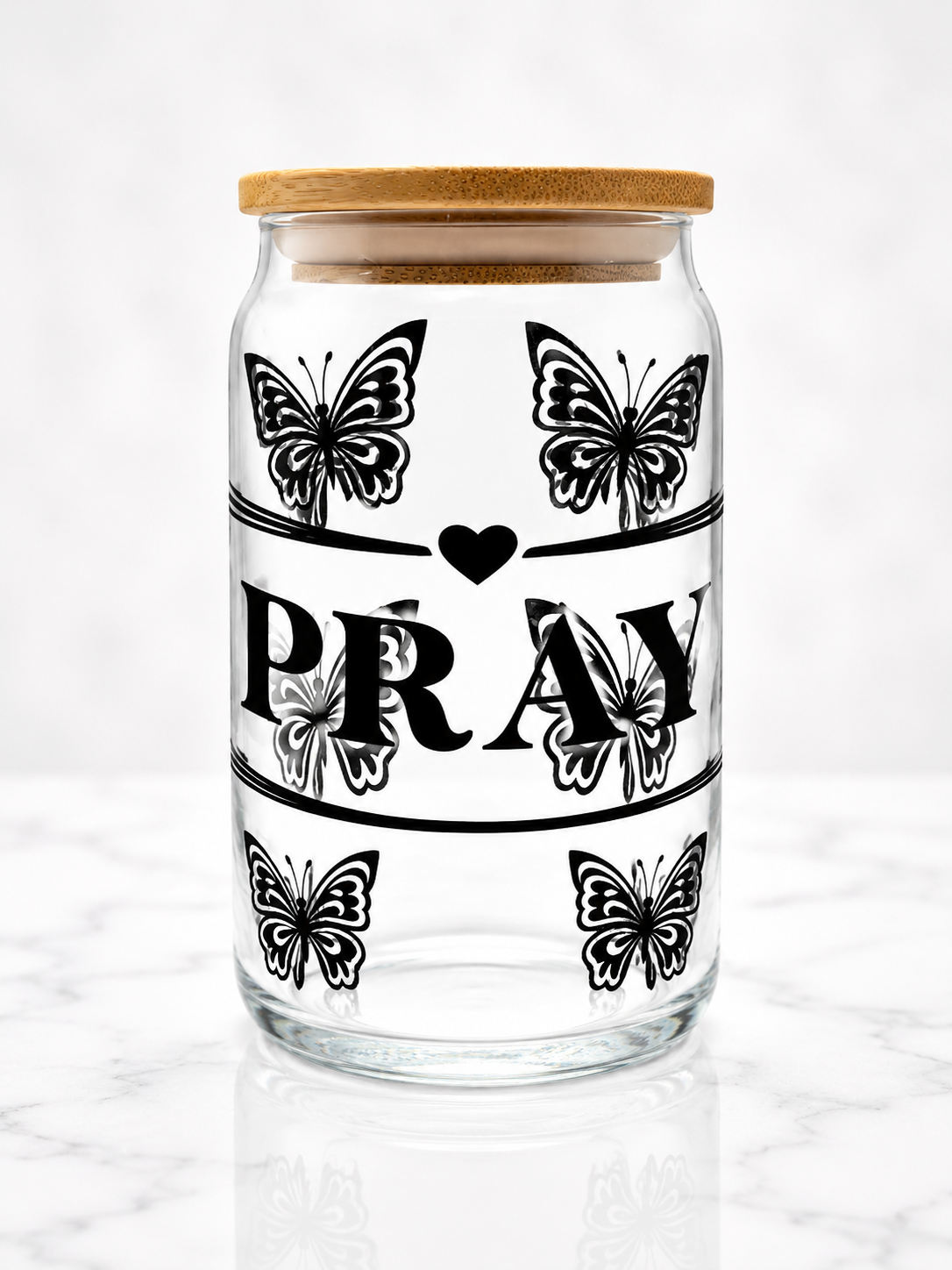 Pray Butterfly | 20oz Glass Can Cup