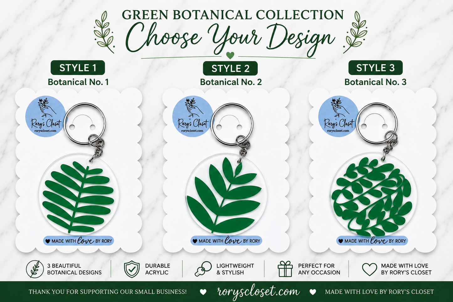 Green Botanical 1-3 | Acrylic Vinyl Keychain